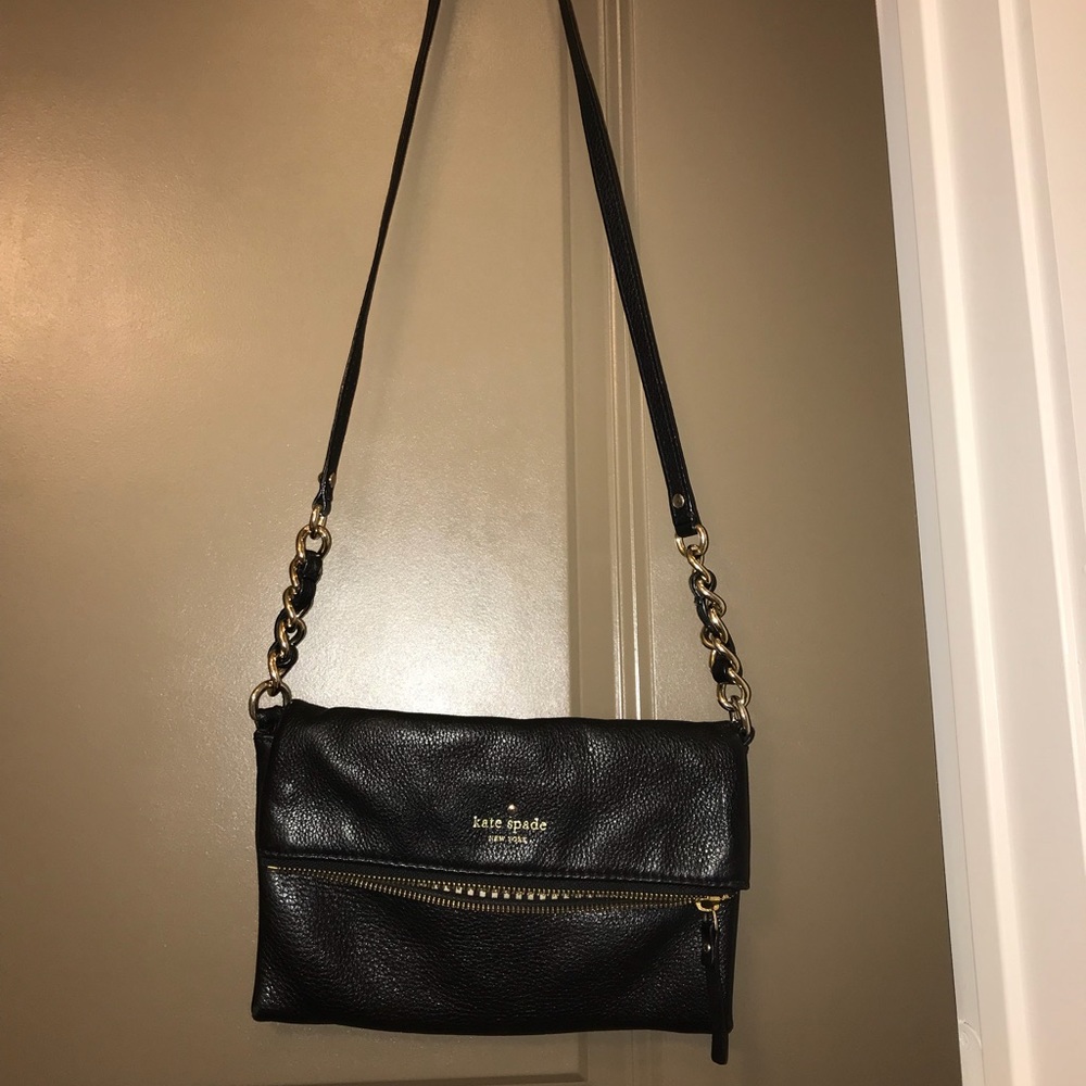 Kate Spade black leather crossbody bag